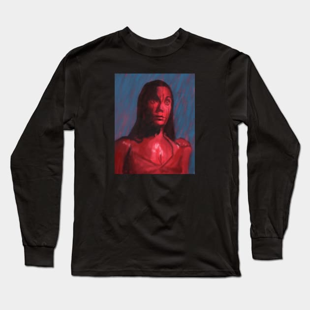 Carrie Horror Art Digital Portrait Long Sleeve T-Shirt by ianoz